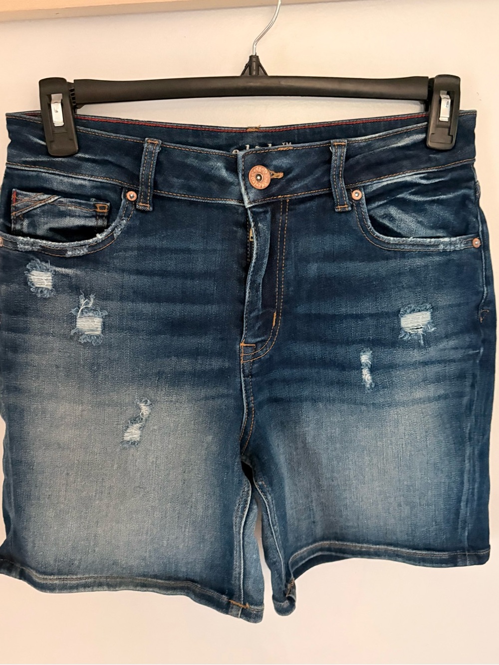 edge Dark Blue Distressed Denim Jean Shorts